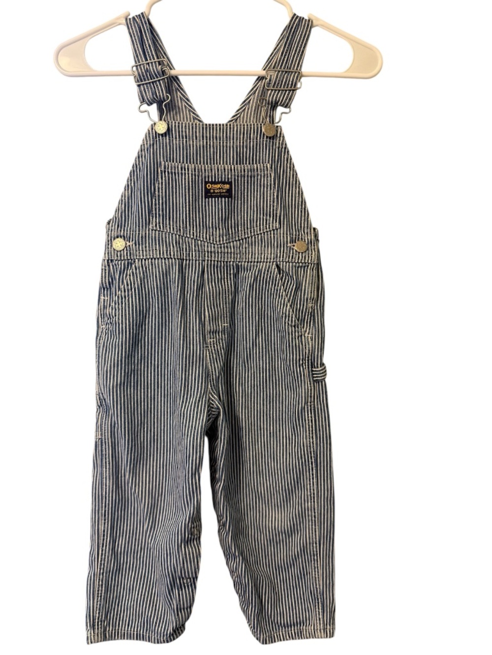 OSH KOSH Vintage Overall Bibs Pinstripe Denim Size 4T Toddler Kid